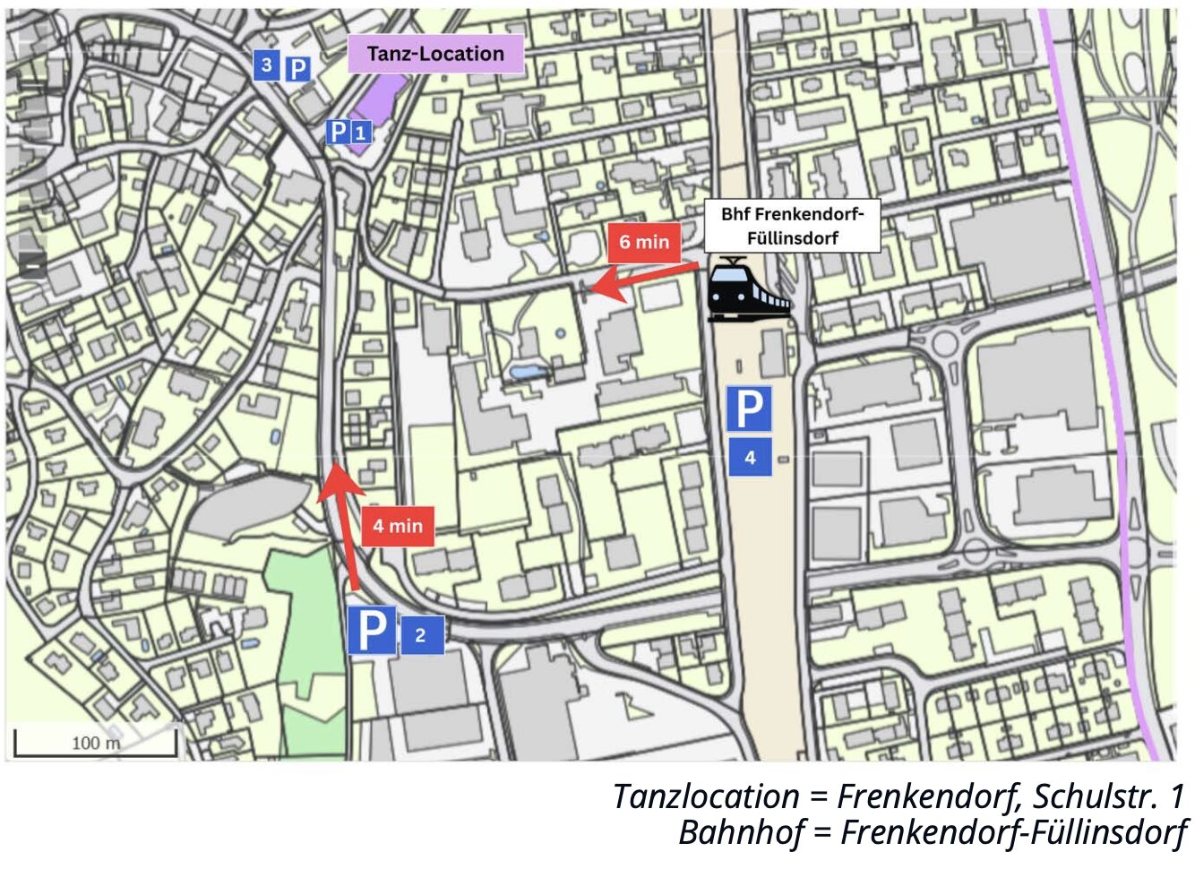 Übersichtsplan Parkplätze P1–P4